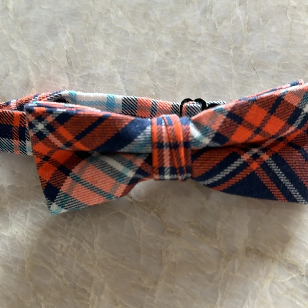 Boys Bow Tie Izod Blue/Orange‎ Plaid One Size New